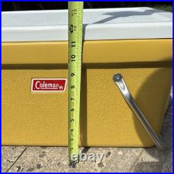 Vintage 1976 Coleman Yellow Mustard Cooler with Metal Handles & Tray