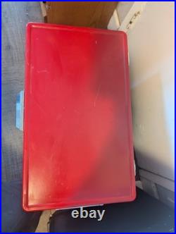 Vintage 1976 Red Coleman Cooler Metal Ice Chest 22.5 15.5 13.5