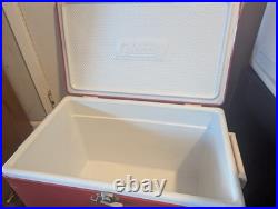 Vintage 1976 Red Coleman Cooler Metal Ice Chest 22.5 15.5 13.5