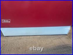 Vintage 1976 Red Coleman Cooler Metal Ice Chest 22.5 15.5 13.5
