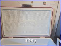 Vintage 1976 Red Coleman Cooler Metal Ice Chest 22.5 15.5 13.5