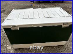 Vintage 1977 Coleman Green Metal & Plastic Cooler 22 x 14 x 12