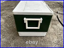 Vintage 1977 Coleman Green Metal & Plastic Cooler 22 x 14 x 12