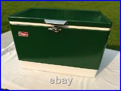 Vintage 1977 Large Coleman Green Metal Cooler Ice Chest 22x16x13 Excellent