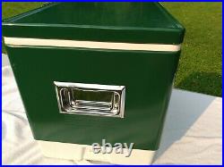 Vintage 1977 Large Coleman Green Metal Cooler Ice Chest 22x16x13 Excellent