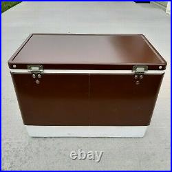 Vintage 1978 Brown Coleman Metal Cooler With Locking Handle Ice Chest Box
