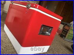 Vintage 1978 Red Metal Coleman Cooler / Ice Chest