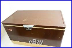 Vintage 1980 Coleman Cooler Huge 28 Across Brown Metal With Tray Insert