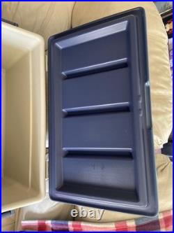 Vintage 1980 Coleman Steel Belted 54 Qt Blue Cooler Chest With Old Stickers Light