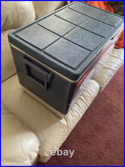 Vintage 1980 Coleman Steel Belted 54 Qt Blue Cooler Chest With Old Stickers Light