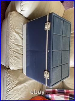 Vintage 1980 Coleman Steel Belted 54 Qt Blue Cooler Chest With Old Stickers Light