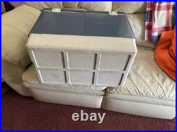 Vintage 1980 Coleman Steel Belted 54 Qt Blue Cooler Chest With Old Stickers Light