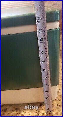 Vintage 1980's Coleman 13.5 x 22.5x 12.5Green Metal Ice Chest Cooler &Thermos