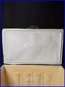 Vintage 1980's Large Coleman Metal Green White Cooler Ice Chest 22.5×13.5×16