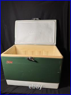 Vintage 1980's Large Coleman Metal Green White Cooler Ice Chest 22.5×13.5×16
