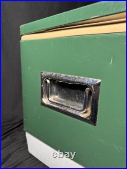 Vintage 1980's Large Coleman Metal Green White Cooler Ice Chest 22.5×13.5×16