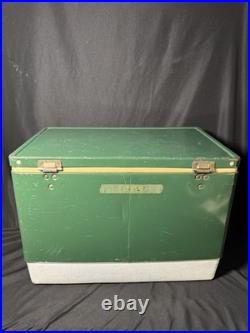 Vintage 1980's Large Coleman Metal Green White Cooler Ice Chest 22.5×13.5×16