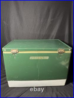 Vintage 1980's Large Coleman Metal Green White Cooler Ice Chest 22.5×13.5×16