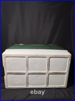 Vintage 1980's Large Coleman Metal Green White Cooler Ice Chest 22.5×13.5×16