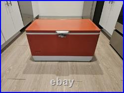 Vintage 1980s Red Coleman Cooler Metal LARGE Ice Chest 28x16x15 WithTray USA Made