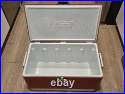 Vintage 1980s Red Coleman Cooler Metal LARGE Ice Chest 28x16x15 WithTray USA Made