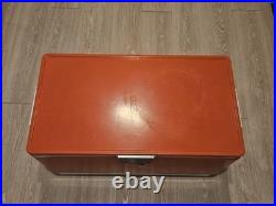 Vintage 1980s Red Coleman Cooler Metal LARGE Ice Chest 28x16x15 WithTray USA Made