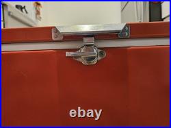 Vintage 1980s Red Coleman Cooler Metal LARGE Ice Chest 28x16x15 WithTray USA Made
