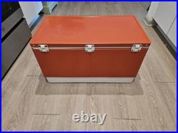 Vintage 1980s Red Coleman Cooler Metal LARGE Ice Chest 28x16x15 WithTray USA Made