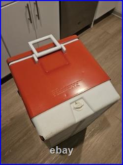 Vintage 1980s Red Coleman Cooler Metal LARGE Ice Chest 28x16x15 WithTray USA Made