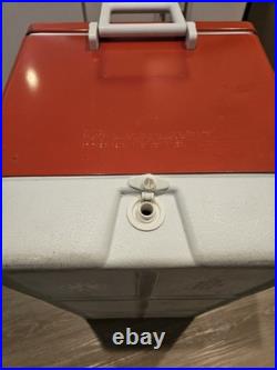 Vintage 1980s Red Coleman Cooler Metal LARGE Ice Chest 28x16x15 WithTray USA Made