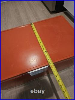 Vintage 1980s Red Coleman Cooler Metal LARGE Ice Chest 28x16x15 WithTray USA Made