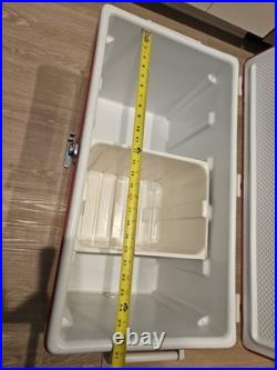 Vintage 1980s Red Coleman Cooler Metal LARGE Ice Chest 28x16x15 WithTray USA Made