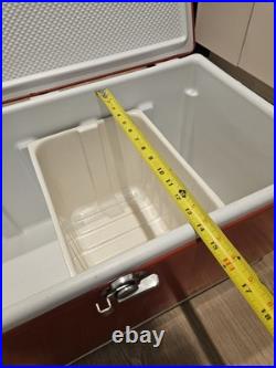Vintage 1980s Red Coleman Cooler Metal LARGE Ice Chest 28x16x15 WithTray USA Made