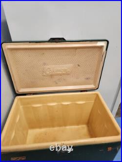 Vintage 1981 Coleman Camping Cooler Retro Green Metal/Plastic Ice Chest 22x16x14