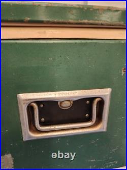 Vintage 1981 Coleman Camping Cooler Retro Green Metal/Plastic Ice Chest 22x16x14