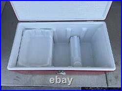 Vintage 1981 Red Coleman Cooler Metal Ice Chest 28X15X16 with Inner Trays