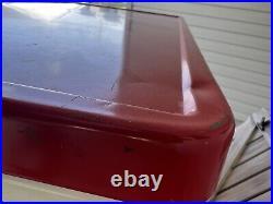 Vintage 1981 Red Coleman Cooler Metal Ice Chest 28X15X16 with Inner Trays