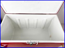 Vintage 1983 Red Coleman Metal Cooler 28x16x15 inch Locking Lid USA Made GUC