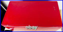 Vintage 1983 Red Coleman Metal Cooler 28x16x15 inch Locking Lid USA Made GUC