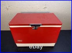 Vintage 1984 Coleman Red Ice Chest Cooler Box 22.5 X 16 X 13.5