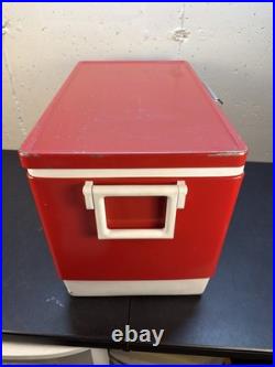 Vintage 1984 Coleman Red Ice Chest Cooler Box 22.5 X 16 X 13.5