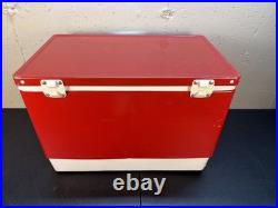 Vintage 1984 Coleman Red Ice Chest Cooler Box 22.5 X 16 X 13.5