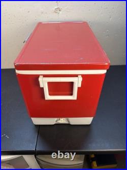 Vintage 1984 Coleman Red Ice Chest Cooler Box 22.5 X 16 X 13.5