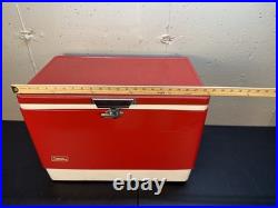 Vintage 1984 Coleman Red Ice Chest Cooler Box 22.5 X 16 X 13.5