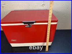 Vintage 1984 Coleman Red Ice Chest Cooler Box 22.5 X 16 X 13.5