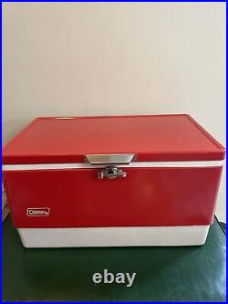 Vintage 1984 Coleman Red Ice Chest Cooler Box VGUC