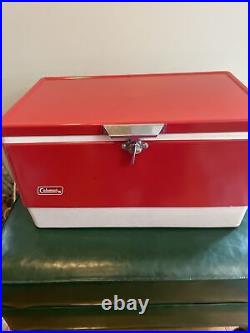 Vintage 1984 Coleman Red Ice Chest Cooler Box VGUC