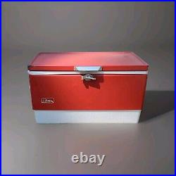 Vintage 1985 Coleman Cooler Retro Red Metal Ice Chest 22 1/2 15 1/2 13 1/2 NICE