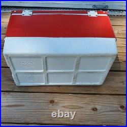 Vintage 1985 Coleman Cooler Retro Red Metal Ice Chest 22 1/2 15 1/2 13 1/2 NICE