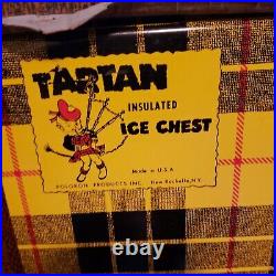 Vintage 2 piece Tartan Yellow Plaid Poloron Jug and Ice Chest 1950's